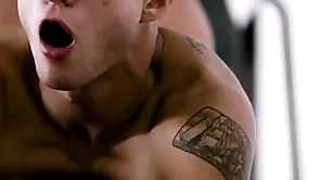 Army jock helps bunkmate stay herself & gives his first careless experience