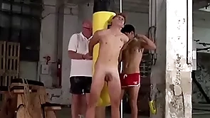 Frolic twink galiel swan spanked with 3way wide of sebastian kane