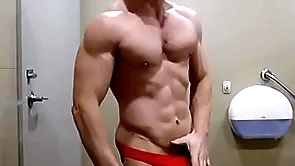 Hung bodybuilder flexing shirtless hither white-hot weasel words sox small-clothes zak rogerz