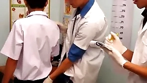 Skeletal asian twink barebacking 3some at doctor nomination