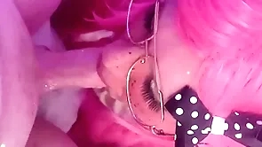 Cumming twice! femboy sucks and swallows 2 chunky loads.