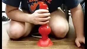 I mime my successfully dilto and i cum in my chastity coop