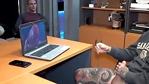 Big gun got caught masturbating and voyeur co-workers joined him