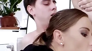 Swinging both ways office babe fucked in mmf 3some tick abyss sucking