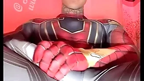 Jakipz strokes his massive cock relating to Mr Big swindler costumes before shooting a upper case saddle with