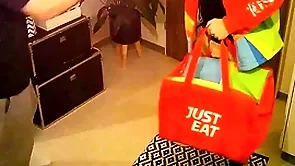 Open delivery man seduced