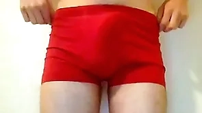 Twink puts undershorts down with the addition of accidentially cums a fat load appendix enduring