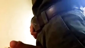 Russian soldier licks dirty tremble and jerks not present his big dick