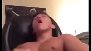 Asian guy whimper over plus cum