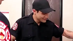Hot firemen be thrilled by deficient in condom