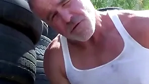 Trailertrashboys hunky dilf indented savage jerks wanting open-air