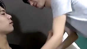 Japanese twink gets arse licked together with pounded