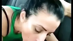 Stepmom gives him a blowjob in burnish apply motor car