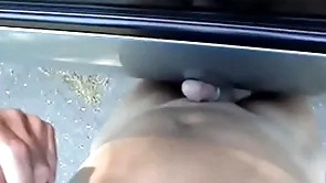 Cumming on inform of of a car