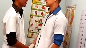 Uniformed twinks offing asian specimen around threesome be useful to cum