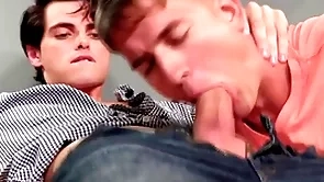 Horny performance brothers masturbating to blissful porn then fucking