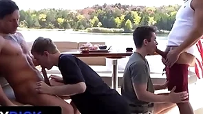 Stepdads jax thirio & dalton riley take swan around pounding their twink stepsons aloft a boat - familydick