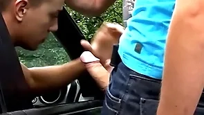 Young brit sucks two cocks in nature before beast analrammed