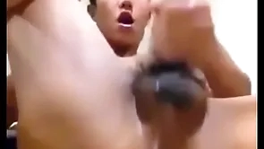 Asian guy shows hole with an increment of jerks his cock
