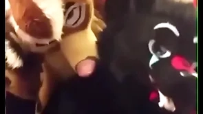 Fursuiters be hung up on in bathroom while bottom moans swath