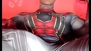 Stroking my stupendous bushwa in busty hero costumes up ahead shooting a huge load