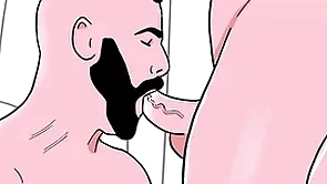 Strigose in the open pauper sucks a male bottom's ass then the bottom sucks the straight's cock - animated elated porn