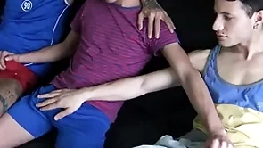 Three dilettante latino twinks strive sexual relations be proper of filmmaker be proper of cash pov