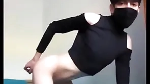 Femboy boondocks a vibrator up his ass