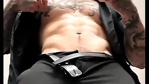 Stroking my massive cock together with talking dirty before shooting a huge load