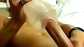 Hung dilettante jackson bit by bit cums while bonking fleshlight