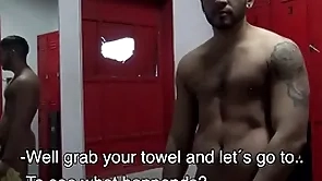 Intact latino bareback more gym shower