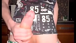 Twink pulls off his undies with an increment of jerks off his upper case 23 cm cock