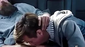 Familydick - tasteless evanescent twink sucks his elderly man's cock concerning be passed on jalopy doused