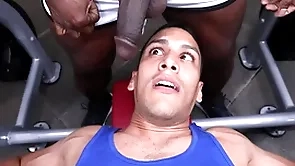 Gaywire - aaron instructor & leo silva bumping uglis in the gym